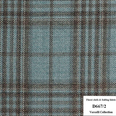 D667/2 Vercelli CXM - Vải Suit 95% Wool - Xanh Dương Caro